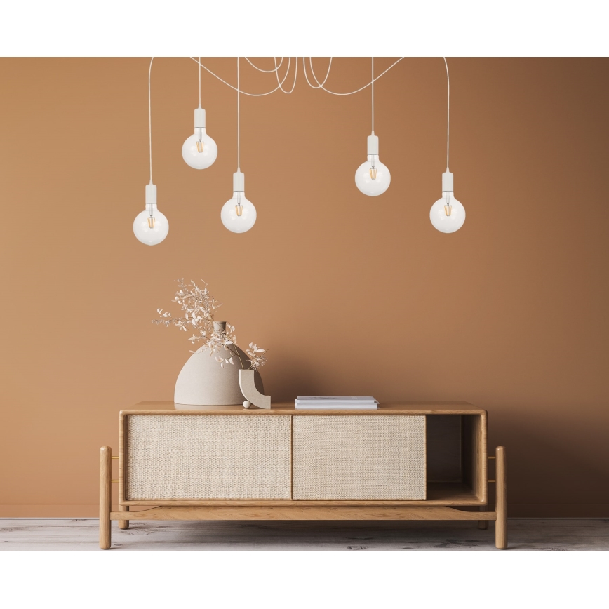 Luster na sajli MIROS 5xE27/60W/230V pauk bela