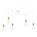 Luster na sajli MIROS 5xE27/60W/230V pauk bela/zlatna
