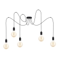 Luster na sajli MIROS 5xE27/60W/230V pauk crne boje