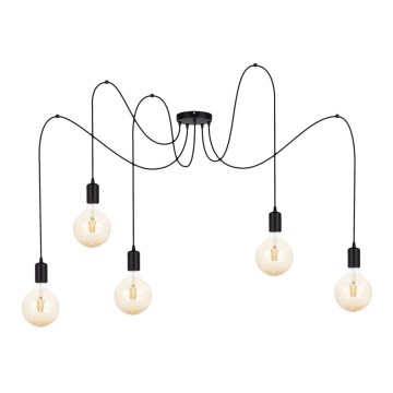 Luster na sajli MIROS 5xE27/60W/230V pauk crno