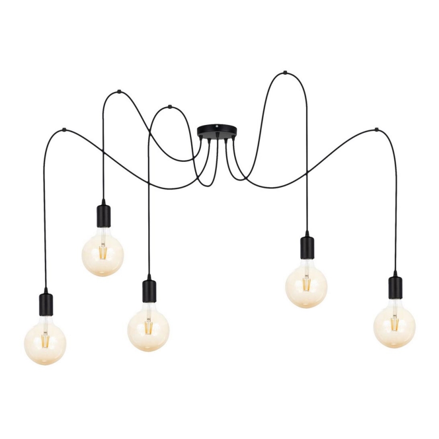 Luster na sajli MIROS 5xE27/60W/230V pauk crno
