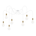 Luster na sajli MIROS 7xE27/60W/230V pauk bela/zlatna