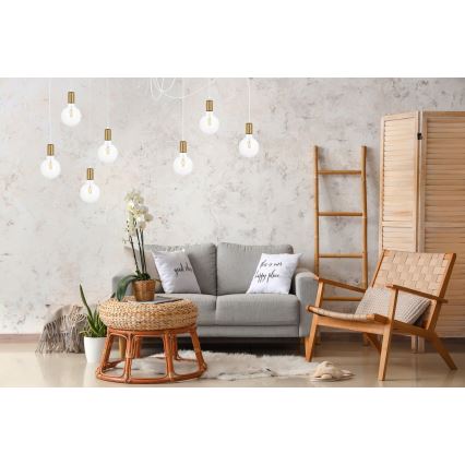Luster na sajli MIROS 7xE27/60W/230V pauk bela/zlatna