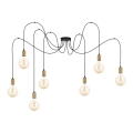 Luster na sajli MIROS 7xE27/60W/230V pauk crna/zlatna