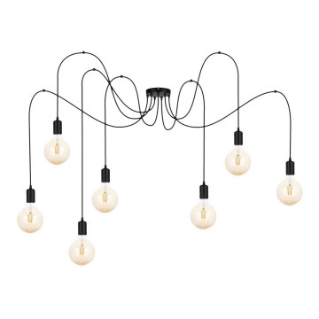 Luster na sajli MIROS 7xE27/60W/230V pauk crno