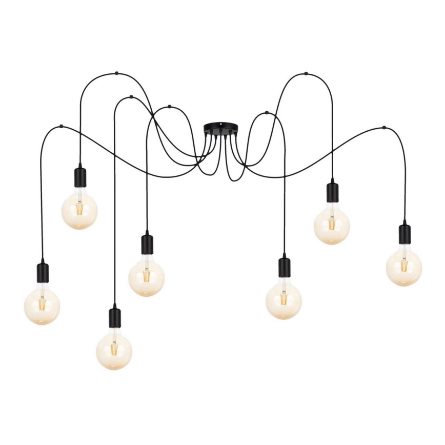 Luster na sajli MIROS 7xE27/60W/230V pauk crno