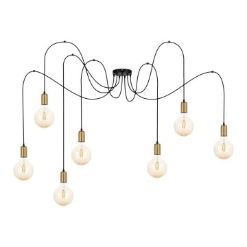 Luster na sajli MIROS 7xE27/60W/230V pauk crno/zlatna