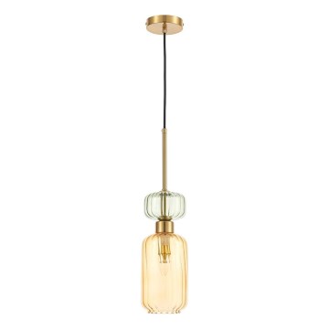 Luster na sajli MOLLY 1xE14/40W/230V pr. 12 cm zlatna/narandžasta/zelena