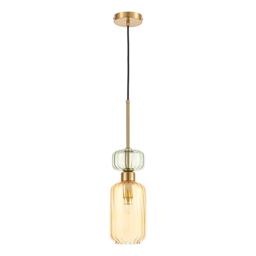 Luster na sajli MOLLY 1xE14/40W/230V pr. 12 cm zlatna/narandžasta/zelena