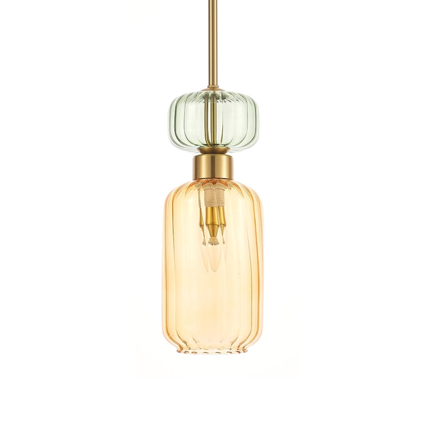 Luster na sajli MOLLY 1xE14/40W/230V pr. 12 cm zlatna/narandžasta/zelena