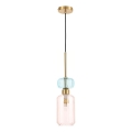 Luster na sajli MOLLY 1xE14/40W/230V pr. 12 cm zlatna/roze/plava