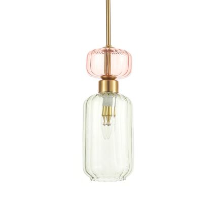 Luster na sajli MOLLY 1xE14/40W/230V pr. 12 cm zlatna/zelena/roze