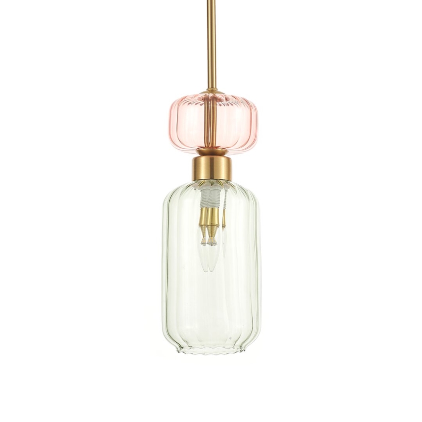 Luster na sajli MOLLY 1xE14/40W/230V pr. 12 cm zlatna/zelena/roze