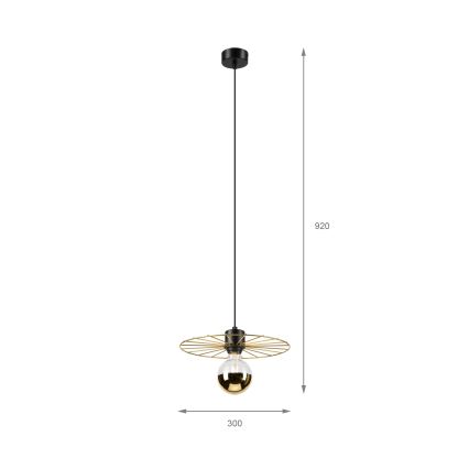 Luster na sajli MONTANA 1xE27/15W/230V pr. 30 cm zlatna/crno