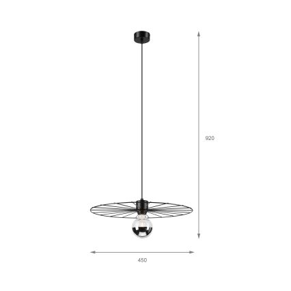 Luster na sajli MONTANA 1xE27/15W/230V pr. 45 cm crno