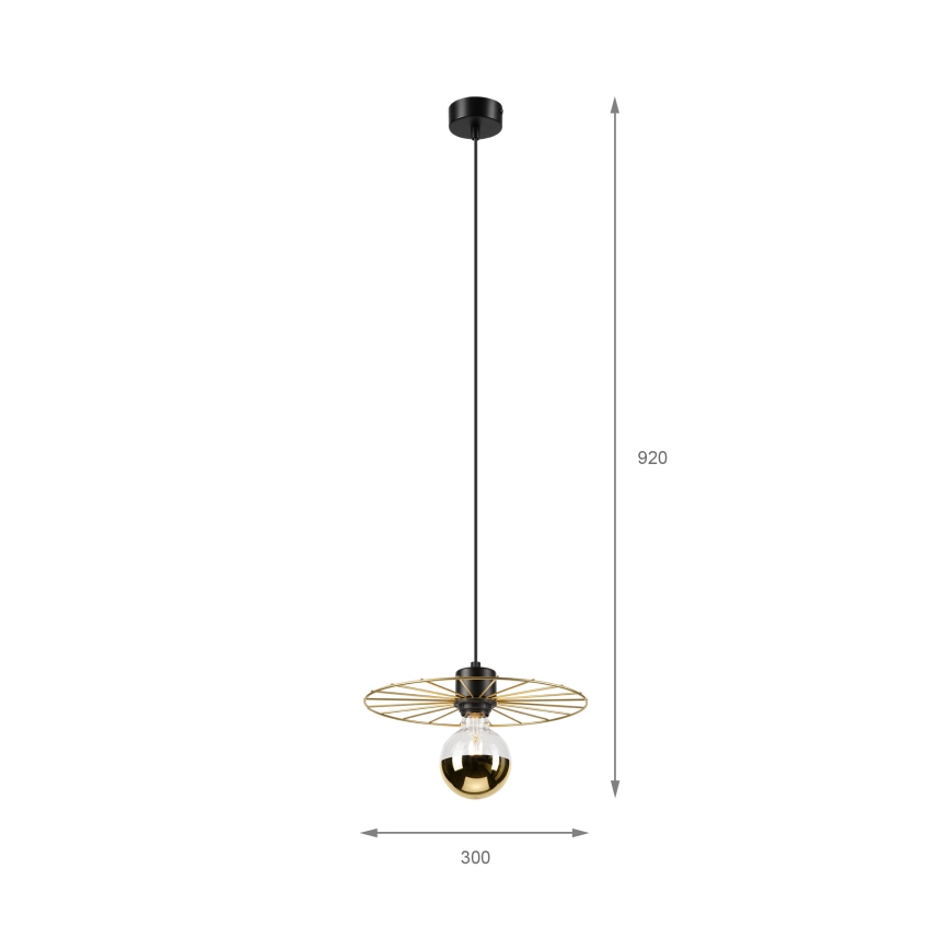 Luster na sajli MONTANA 1xE27/15W/230V prečnika 30 cm zlatna/crna