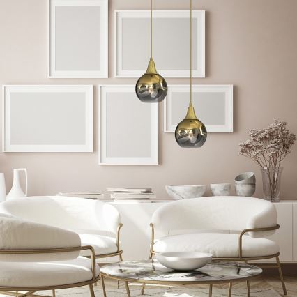 Luster na sajli MONTE 1xE27/60W/230V, prečnik 15 cm, zlatni