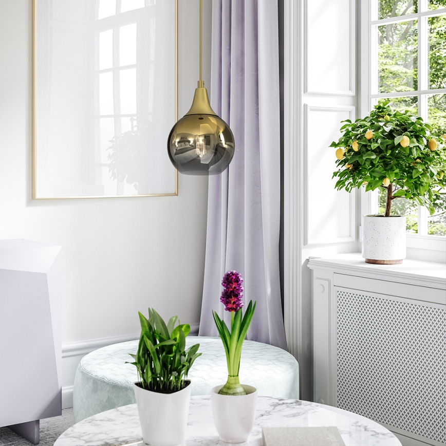 Luster na sajli MONTE 1xE27/60W/230V, prečnik 15 cm, zlatni