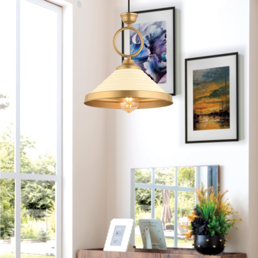 Luster na sajli MONZA 1xE27/40W/230V Ø 30 cm krem/bronza