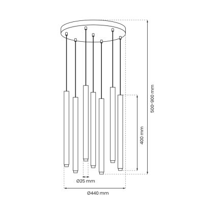 Luster na sajli MONZA 7xG9/8W/230V crno