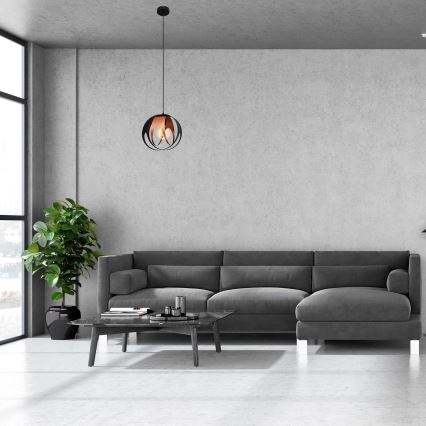 Luster na sajli MOONLIGHT 1xE27/15W/230V crno/bakrena