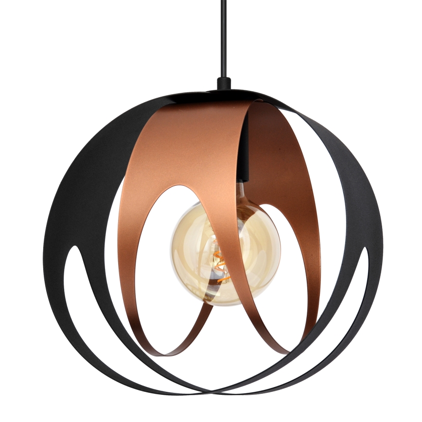 Luster na sajli MOONLIGHT 1xE27/15W/230V crno/bakrena