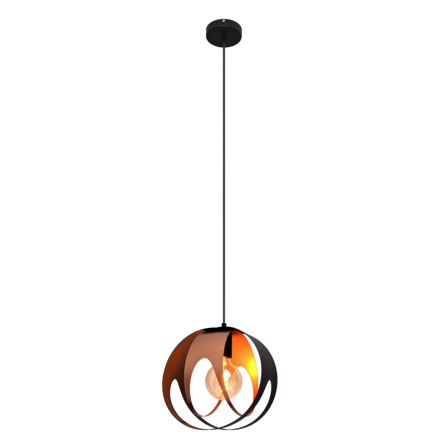 Luster na sajli MOONLIGHT 1xE27/15W/230V crno/bakrena