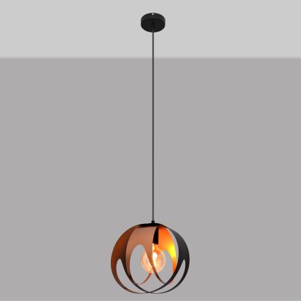 Luster na sajli MOONLIGHT 1xE27/15W/230V crno/bakrena