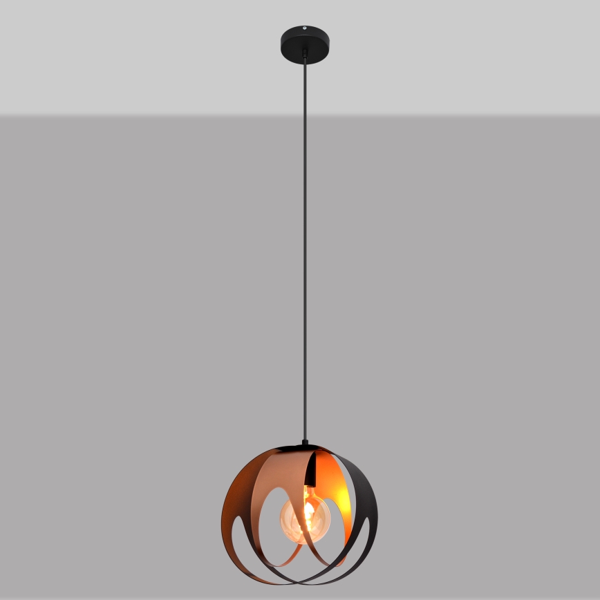Luster na sajli MOONLIGHT 1xE27/15W/230V crno/bakrena