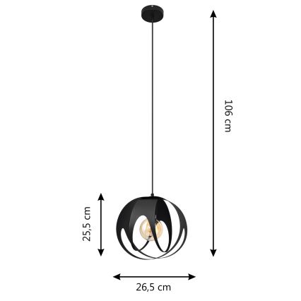 Luster na sajli MOONLIGHT 1xE27/15W/230V crno