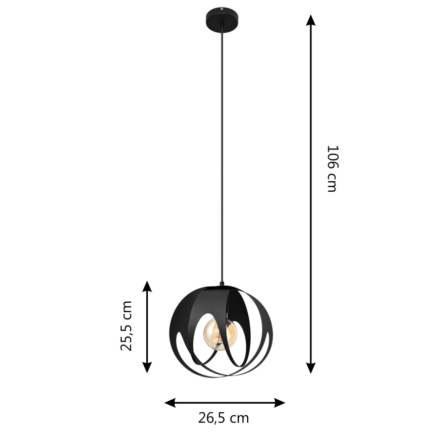 Luster na sajli MOONLIGHT 1xE27/15W/230V crno