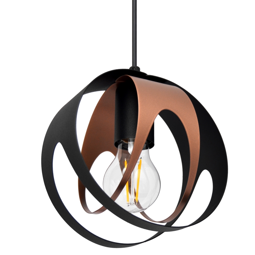 Luster na sajli MOONLIGHT 2xE27/15W/230V crno/bakrena