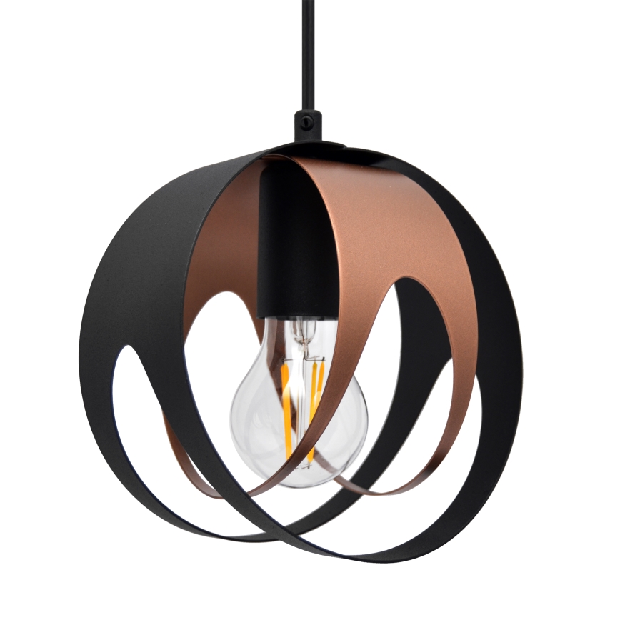 Luster na sajli MOONLIGHT 3xE27/15W/230V crno/bakrena
