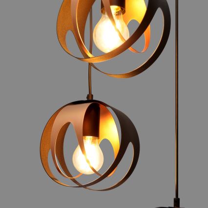 Luster na sajli MOONLIGHT 4xE27/15W/230V crno/bakrena