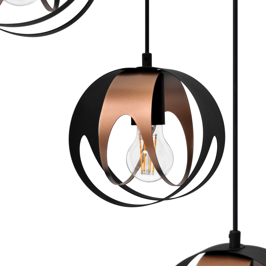 Luster na sajli MOONLIGHT 4xE27/15W/230V crno/bakrena