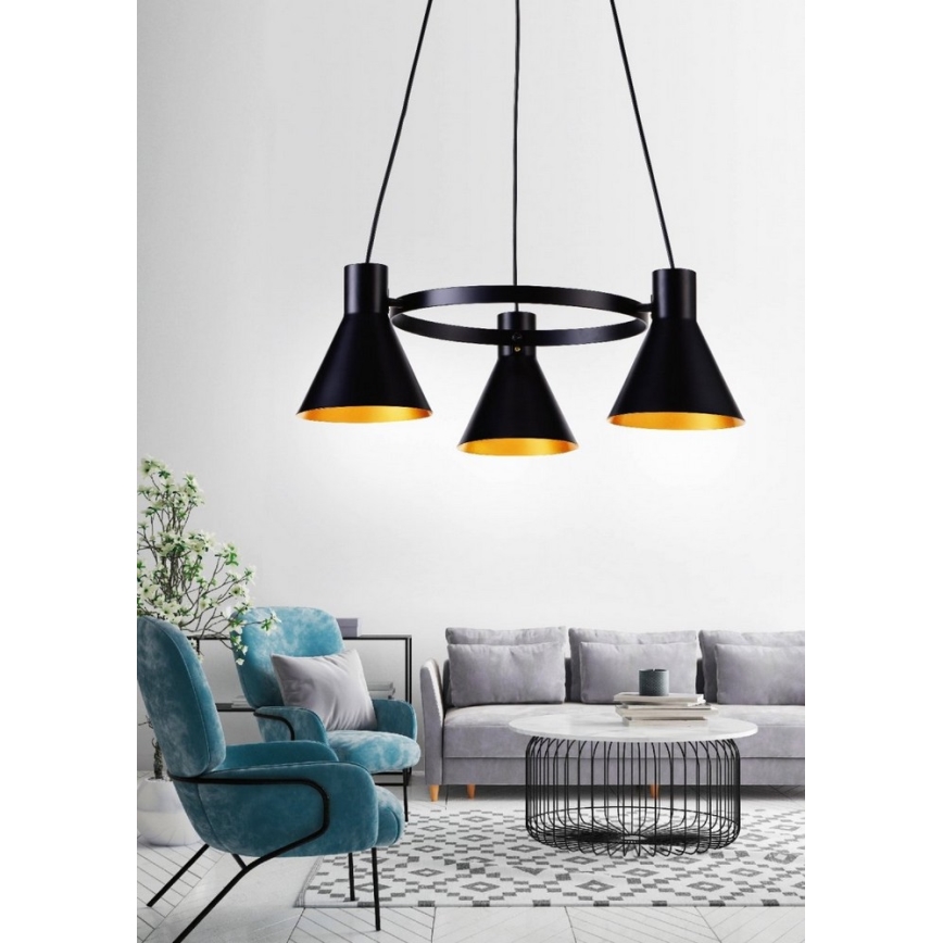 Luster na sajli MORE 3xE27/40W/230V crno