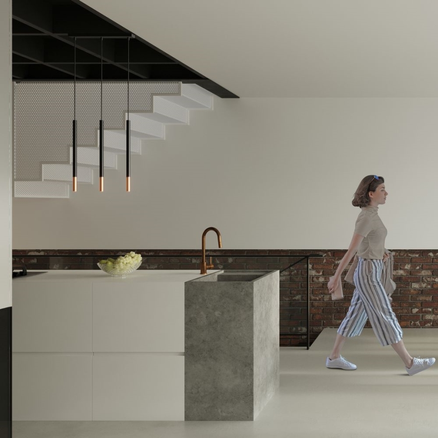 Luster na sajli MOSAIC 1xG9/12W/230V crno/bakreno