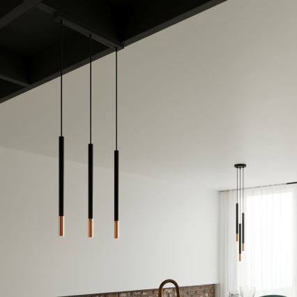 Luster na sajli MOSAIC 3xG9/12W/230V crno/bakreno