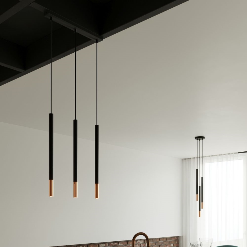 Luster na sajli MOSAIC 3xG9/12W/230V crno/bakreno