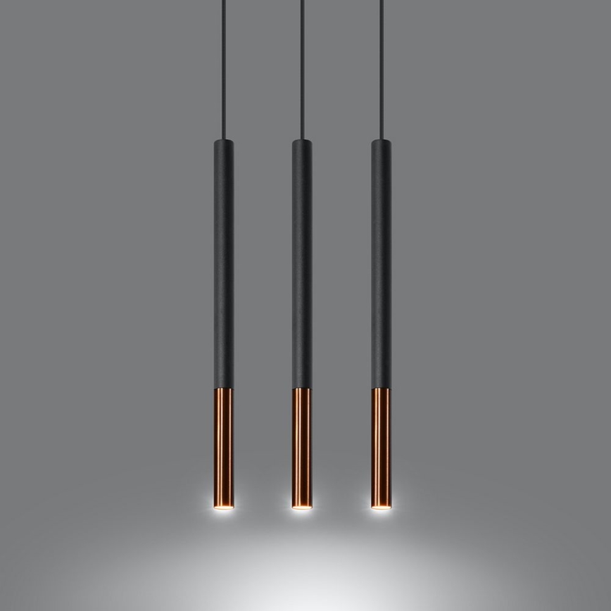 Luster na sajli MOSAIC 3xG9/12W/230V crno/bakreno