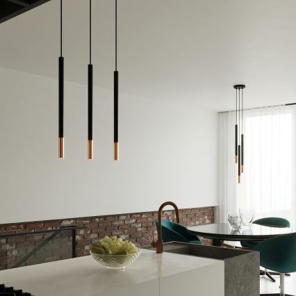 Luster na sajli MOSAIC 3xG9/12W/230V crno/bakreno