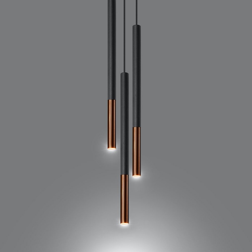 Luster na sajli MOSAIC 3xG9/12W/230V crno/bakreno