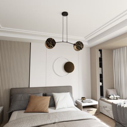 Luster na sajli MOTIF 2xE27/15W/230V crno/zlatna