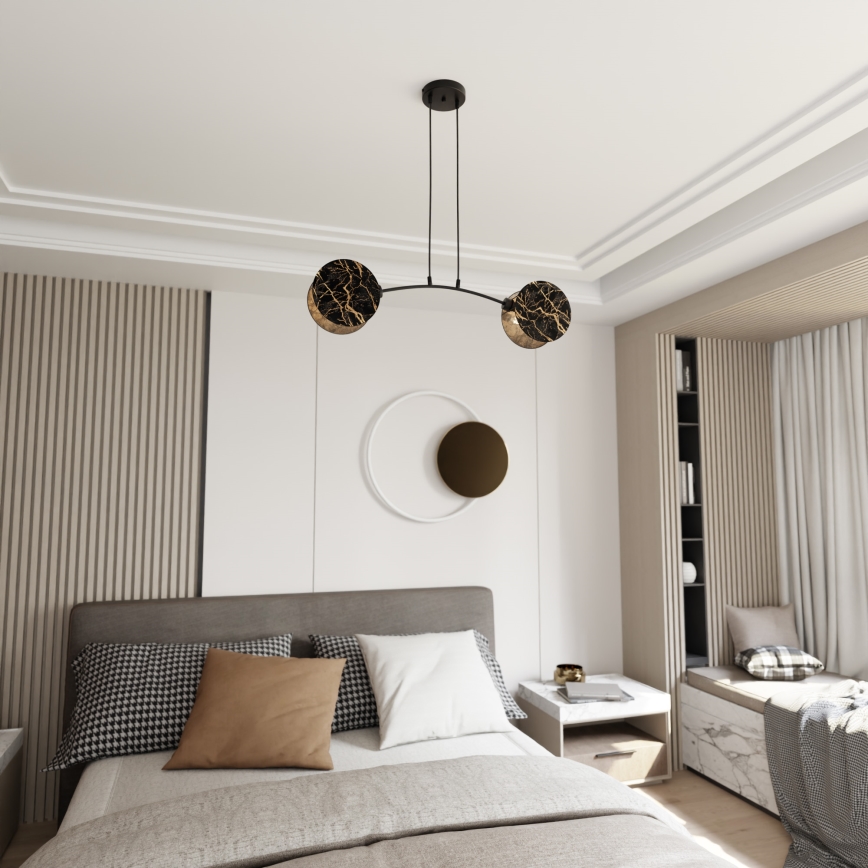 Luster na sajli MOTIF 2xE27/15W/230V crno/zlatna