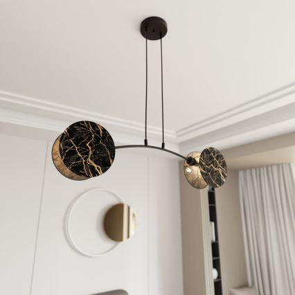 Luster na sajli MOTIF 2xE27/15W/230V crno/zlatna