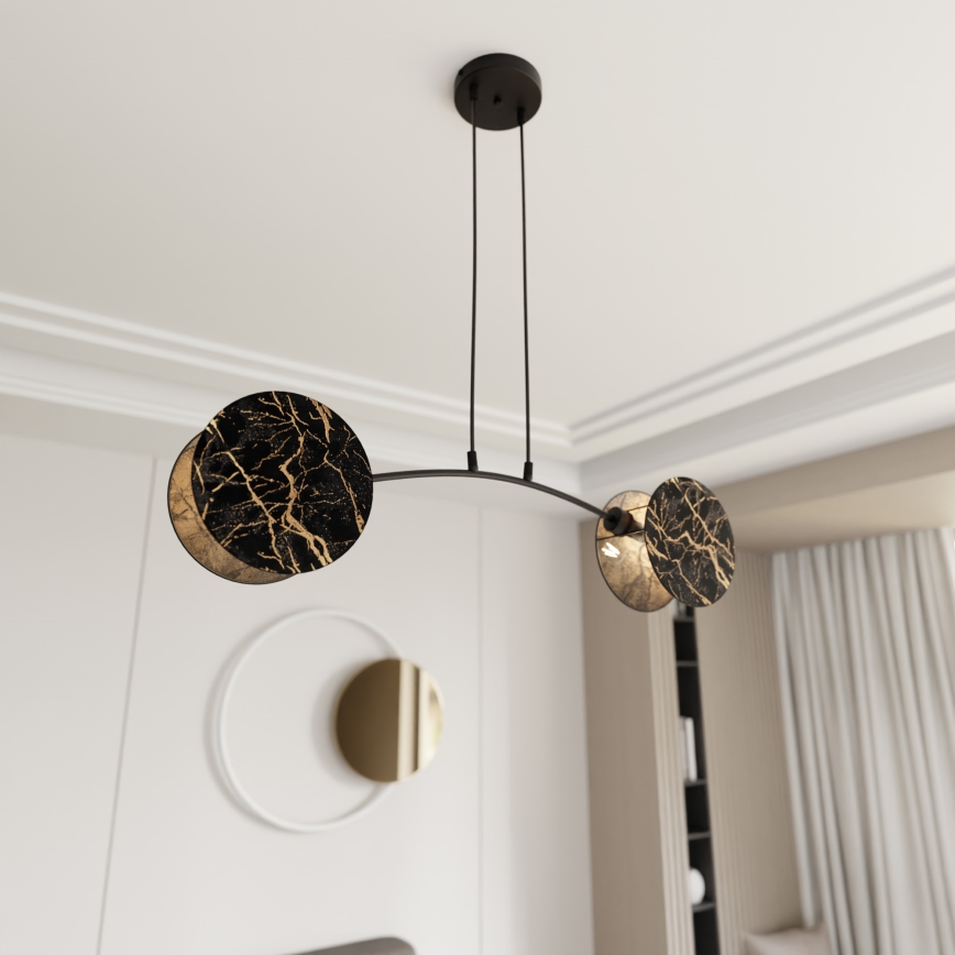 Luster na sajli MOTIF 2xE27/15W/230V crno/zlatna