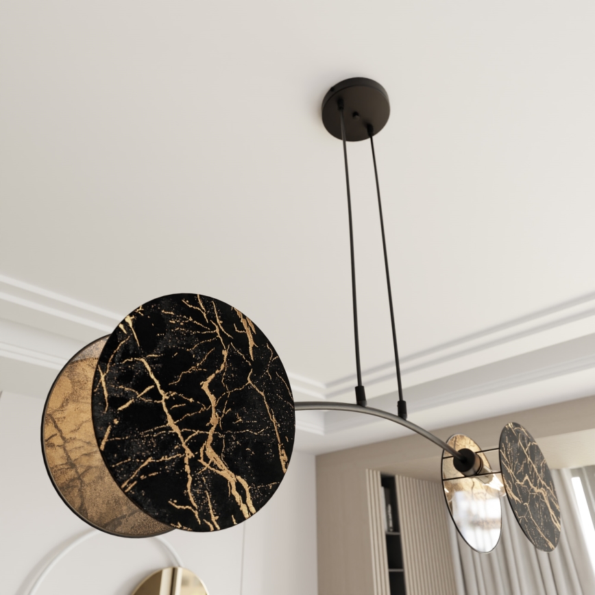 Luster na sajli MOTIF 2xE27/15W/230V crno/zlatna