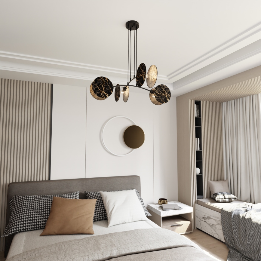 Luster na sajli MOTIF 4xE27/15W/230V crno/zlatna