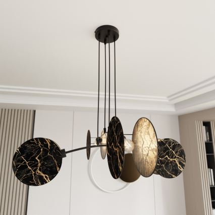 Luster na sajli MOTIF 4xE27/15W/230V crno/zlatna