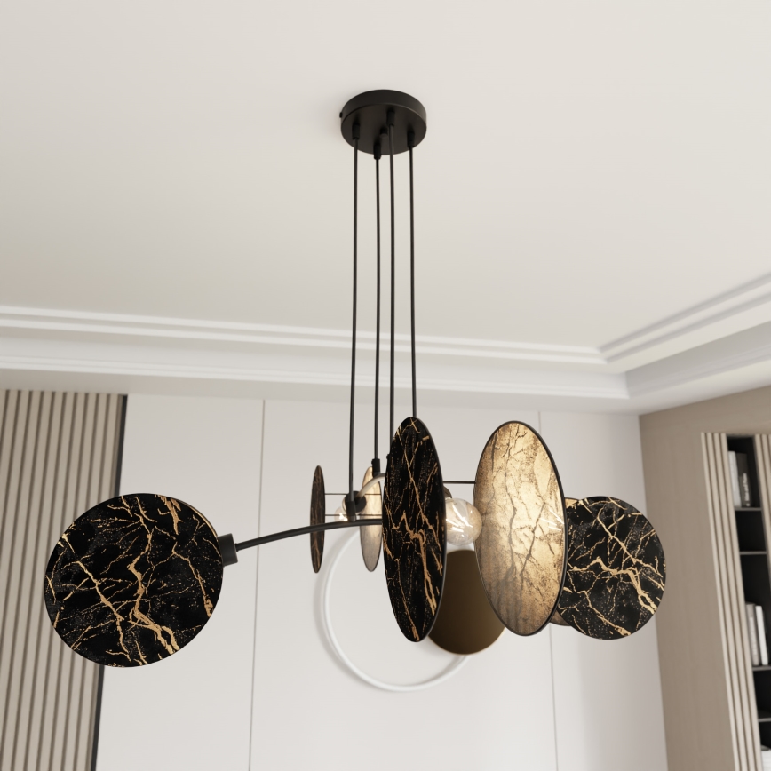 Luster na sajli MOTIF 4xE27/15W/230V crno/zlatna